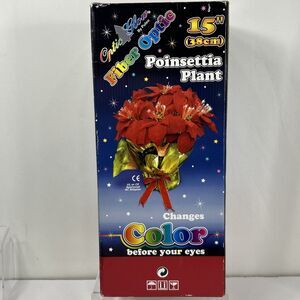Fiber Optic Poinsettia Plant Lighted 15” Color Change Glow Christmas Centerpiece